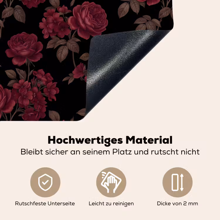Bloemen - Roos - Patroon - Klassiek - Rood Inductie beschemer met haakjes klein -ky-onderkant-de