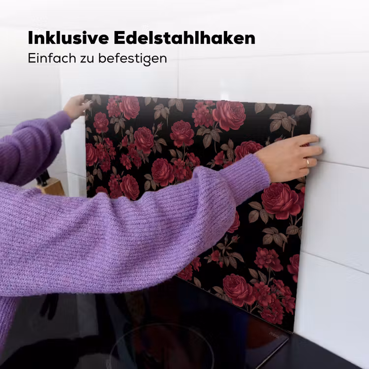 Bloemen - Roos - Patroon - Klassiek - Rood Inductie beschemer met haakjes klein -ky-ophangen-de