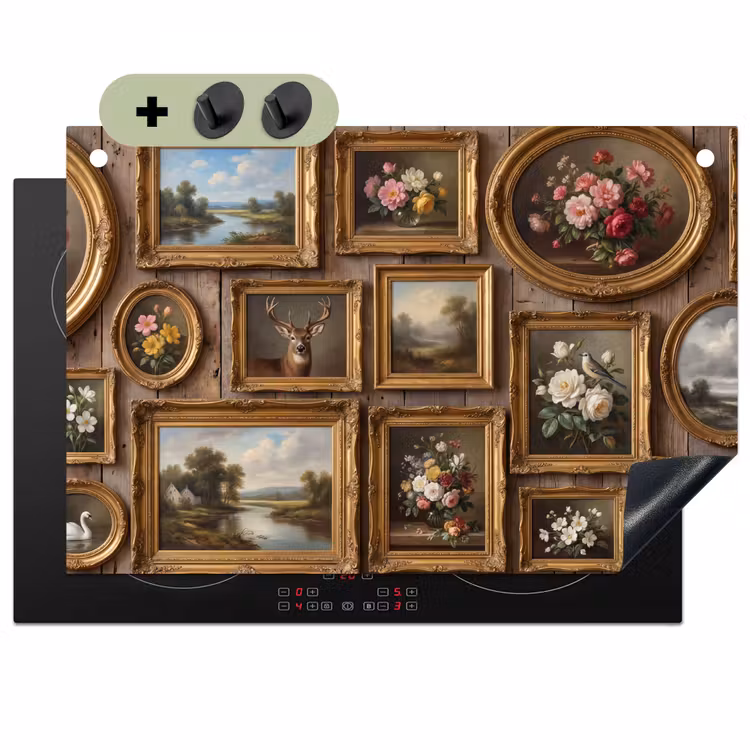 Bloemen - Rozen - Klassiek - Vaas - Kleurrijk Inductie beschemer met haakjes klein -3d