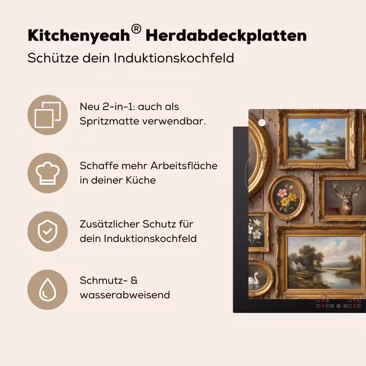 Bloemen - Rozen - Klassiek - Vaas - Kleurrijk Inductie beschemer met haakjes klein -ky-usp-de