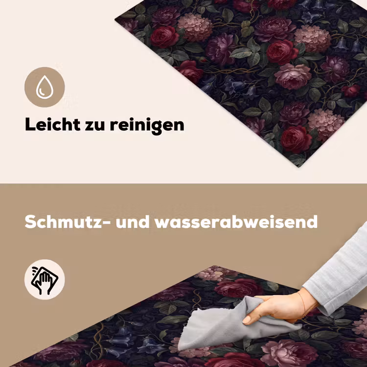 Bloemen - Rood - Klassiek - Donker - Patroon Inductie beschemer met haakjes klein -ky-schoon-de