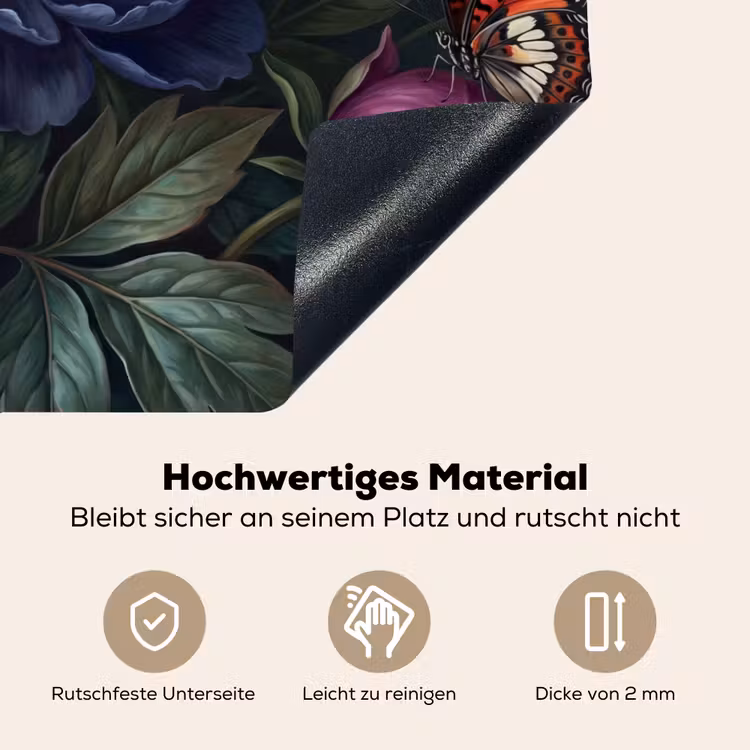 Bloemen - Vlinder - Natuur - Modern - Paars Inductie beschemer met haakjes klein -ky-onderkant-de