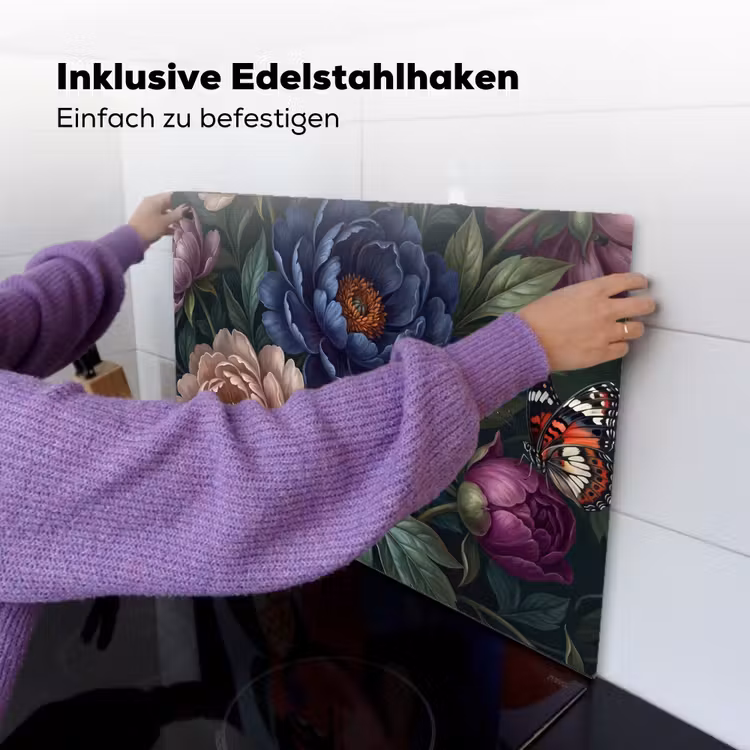 Bloemen - Vlinder - Natuur - Modern - Paars Inductie beschemer met haakjes klein -ky-ophangen-de