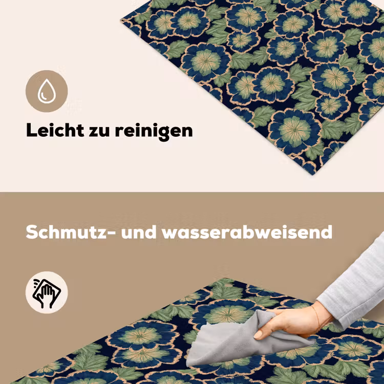 Bloemen - Borduurwerk - Patroon - Blauw - Groen Inductie beschemer met haakjes klein 777 -ky-schoon-de