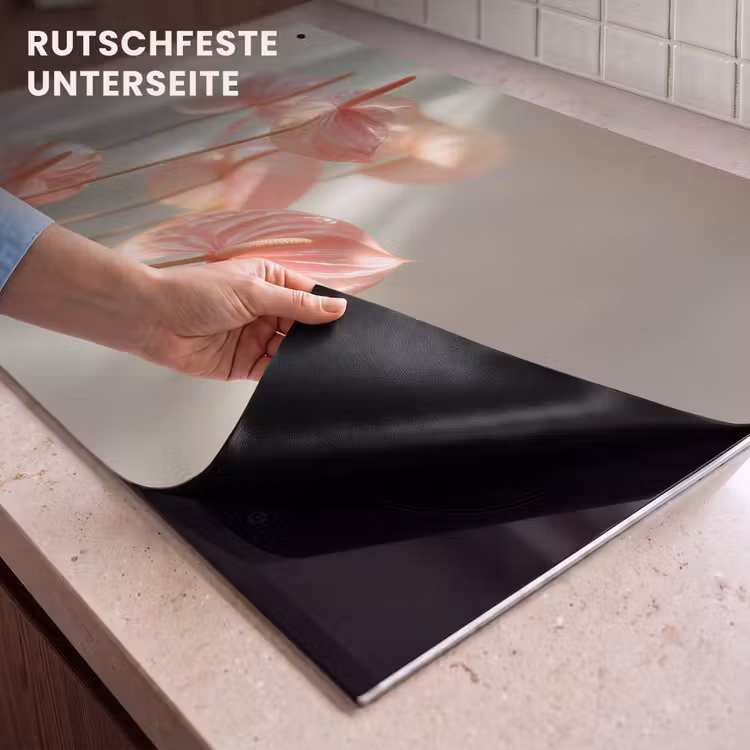 2-in-1 Herdabdeckplatte & Spritzschutz - Blumen - Stiele - Rosa - Schatten - Bloemen - Stelen - Roze - Schaduw Inductie beschemer met haakjes klein