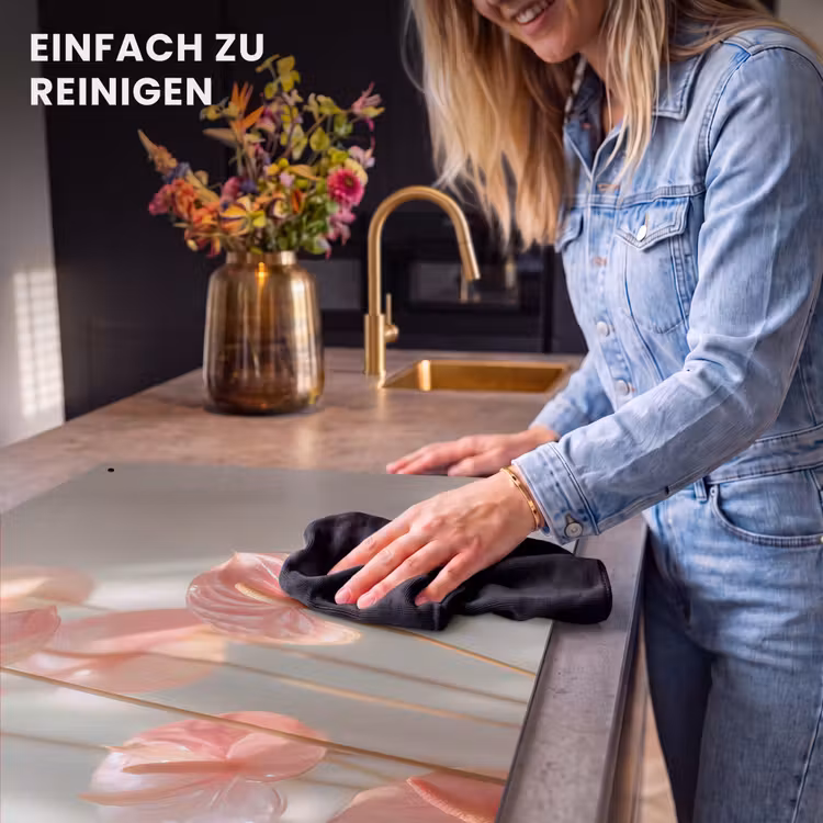2-in-1 Herdabdeckplatte & Spritzschutz - Blumen - Stiele - Rosa - Schatten - Bloemen - Stelen - Roze - Schaduw Inductie beschemer met haakjes klein