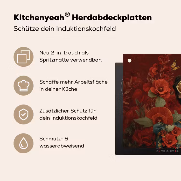 Bloemen - Dieprood - Zonnebril - Vrouw Inductie beschemer met haakjes klein -ky-usp-de