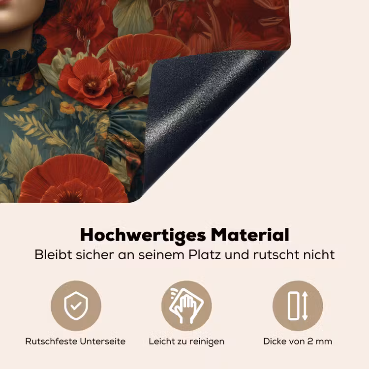 Bloemen - Dieprood - Zonnebril - Vrouw Inductie beschemer met haakjes klein -ky-onderkant-de