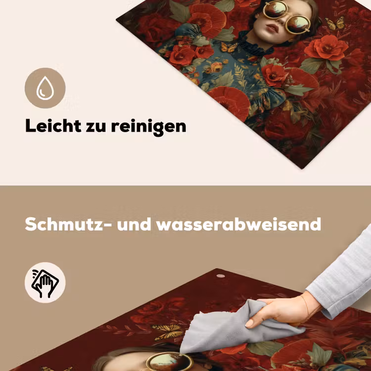 Bloemen - Dieprood - Zonnebril - Vrouw Inductie beschemer met haakjes klein -ky-schoon-de
