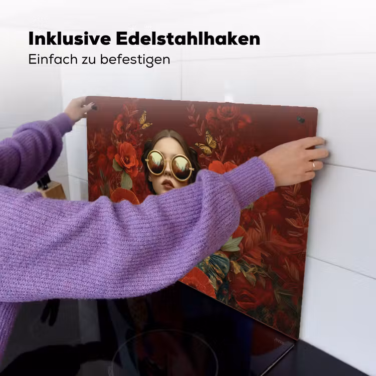 Bloemen - Dieprood - Zonnebril - Vrouw Inductie beschemer met haakjes klein -ky-ophangen-de