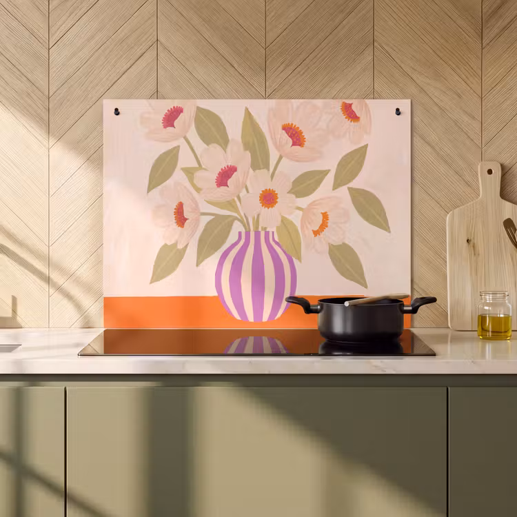 Bloemen - Vaas - Abstract - Paars - Oranje Inductie beschemer met haakjes klein -sfeer2