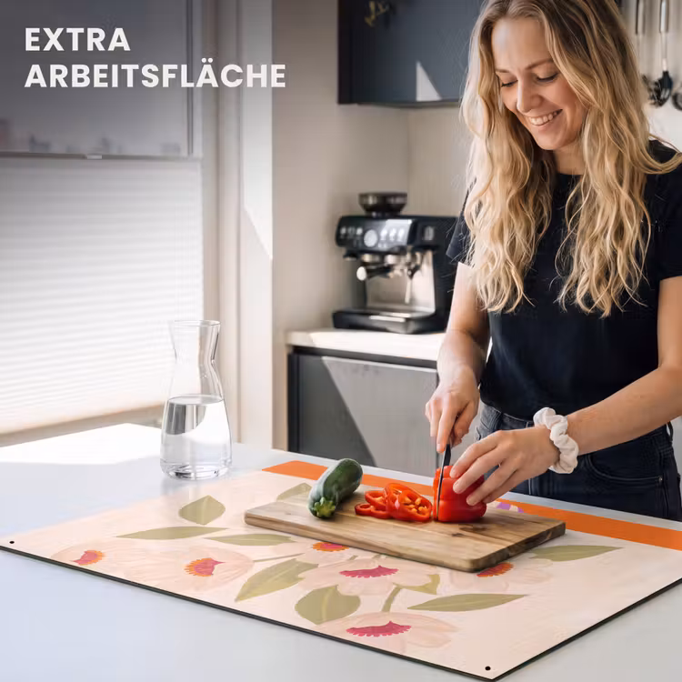 Bloemen - Vaas - Abstract - Paars - Oranje Inductie beschemer met haakjes klein -ky-usp-de