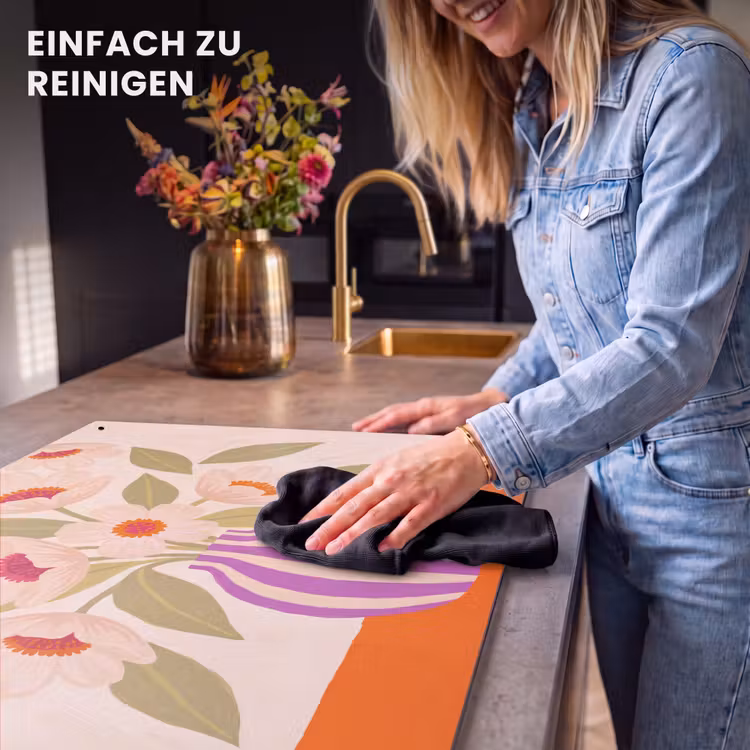 Bloemen - Vaas - Abstract - Paars - Oranje Inductie beschemer met haakjes klein -ky-schoon-de