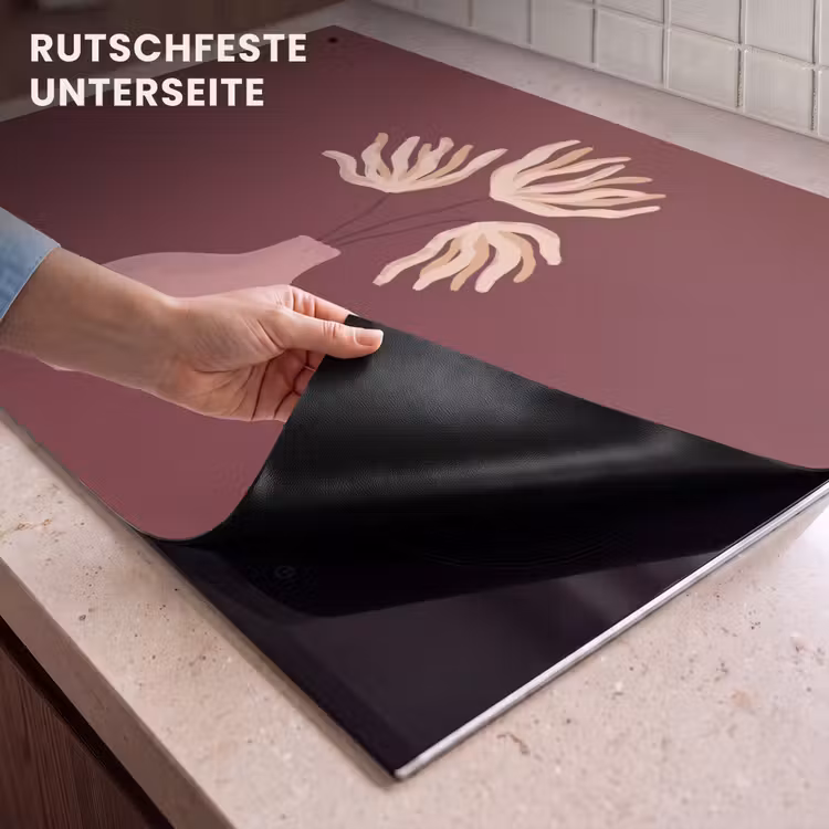 Bloemen - Vaas - Abstract - Modern - Aardetinten Inductie beschemer met haakjes klein -ky-onderkant-de