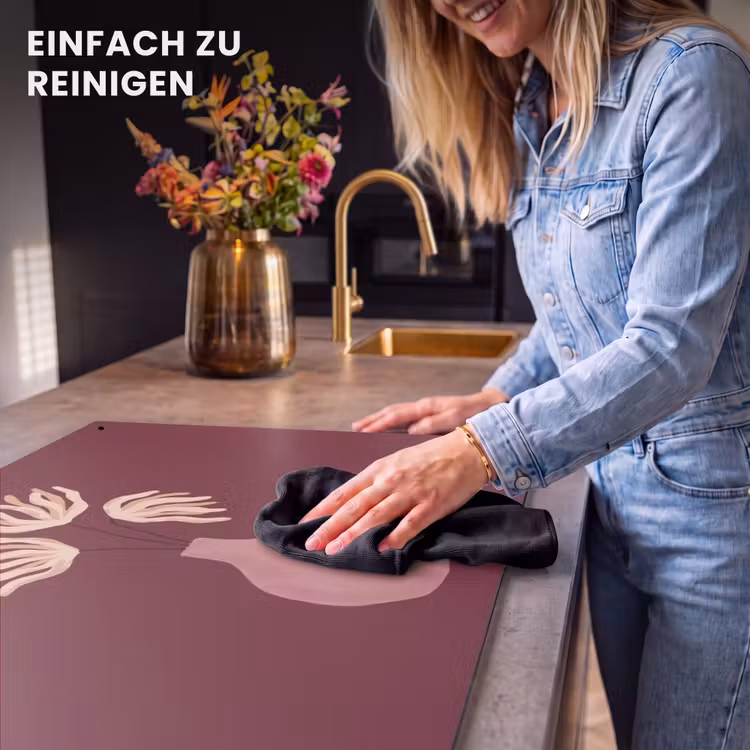 Bloemen - Vaas - Abstract - Modern - Aardetinten Inductie beschemer met haakjes klein -ky-schoon-de