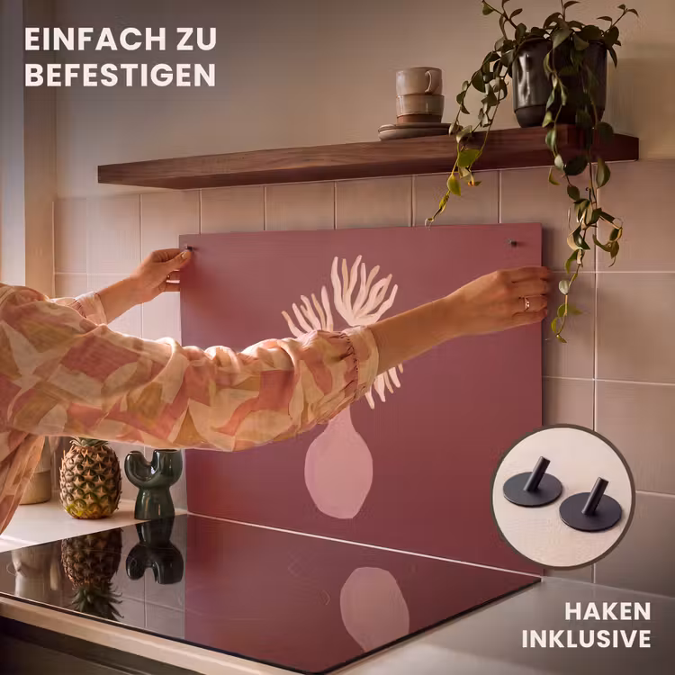Bloemen - Vaas - Abstract - Modern - Aardetinten Inductie beschemer met haakjes klein -ky-ophangen-de