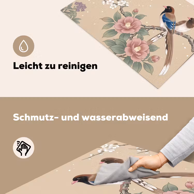 Bloemen - Vogels - Bloemen Inductie beschemer met haakjes klein -ky-schoon-de
