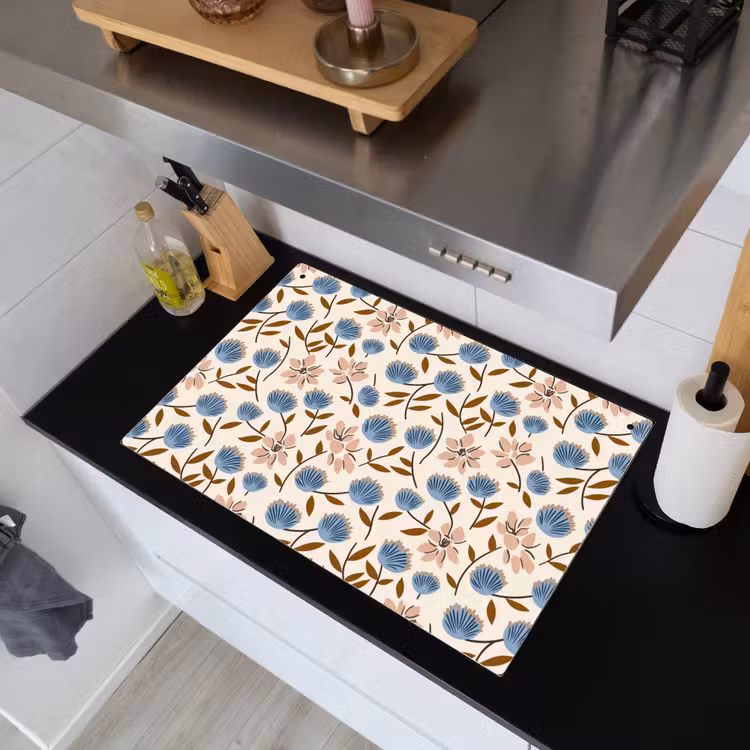 Bloemen - Wild - Blauw Inductie beschemer met haakjes klein 777 -sfeer1