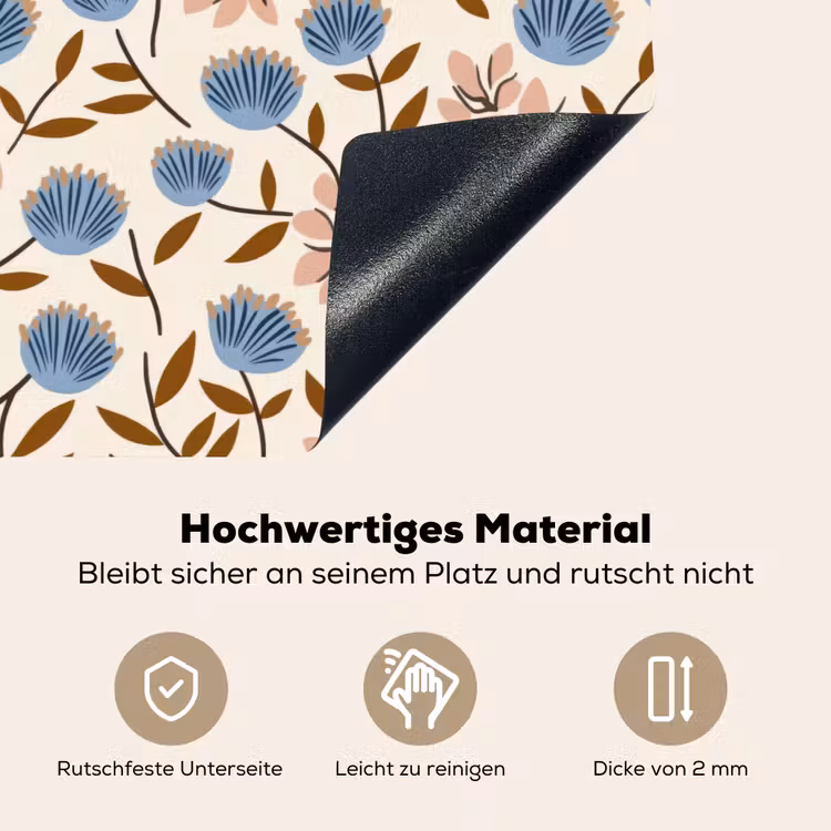 Bloemen - Wild - Blauw Inductie beschemer met haakjes klein 777 -ky-onderkant-de