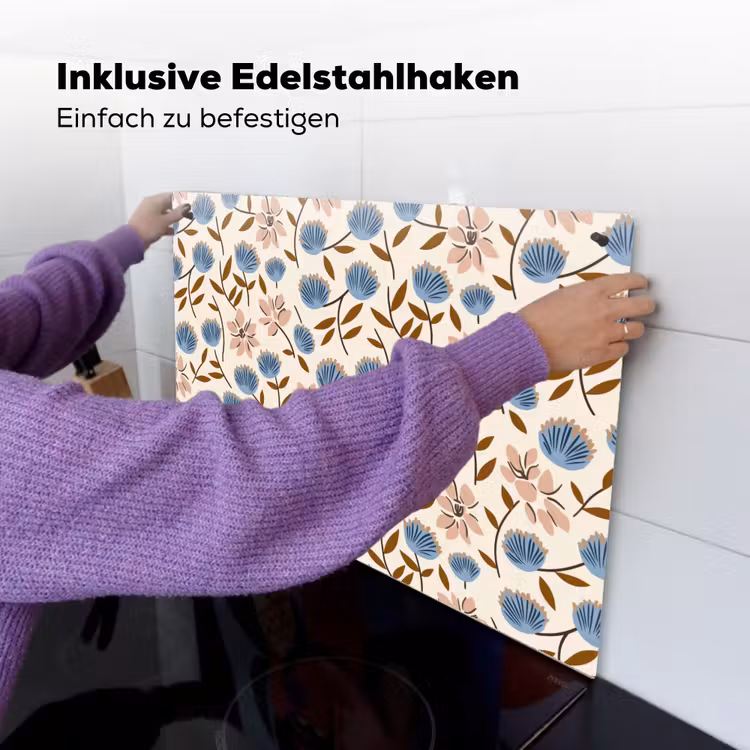 Bloemen - Wild - Blauw Inductie beschemer met haakjes klein 777 -ky-ophangen-de
