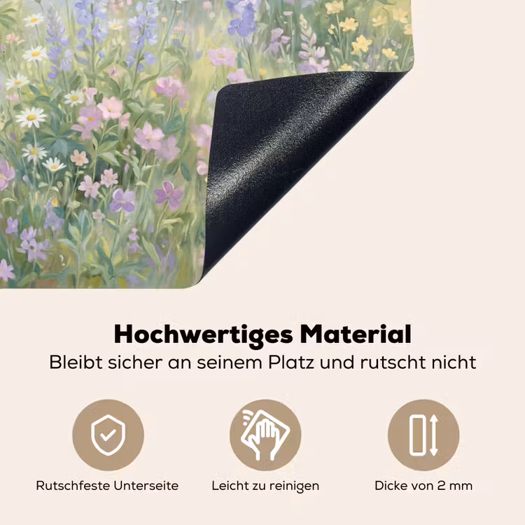Bloemenveld - Heuvels - Kleurrijk Inductie beschemer met haakjes klein -ky-onderkant-de