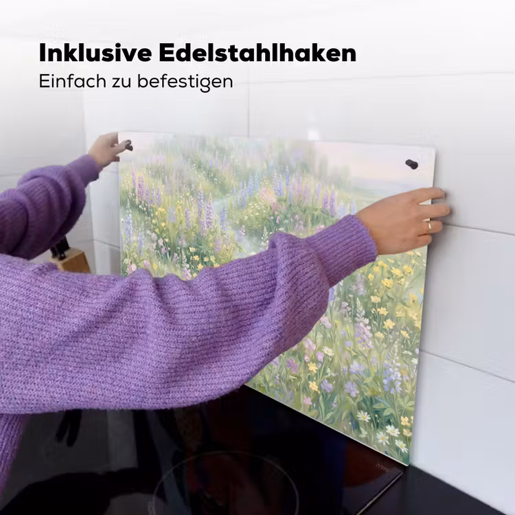 Bloemenveld - Heuvels - Kleurrijk Inductie beschemer met haakjes klein -ky-ophangen-de