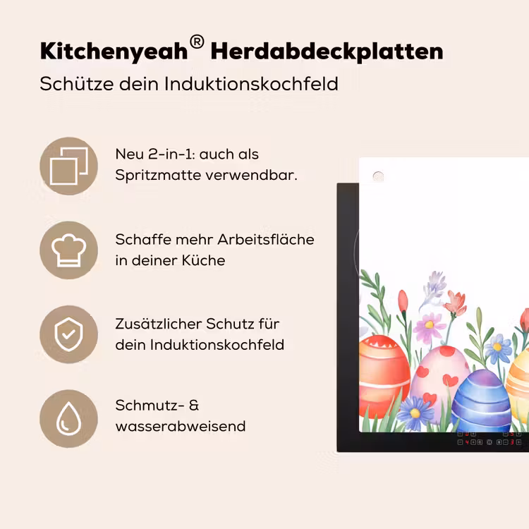 Bloementuin - Kleurrijk - Eieren Inductie beschemer met haakjes klein -ky-usp-de
