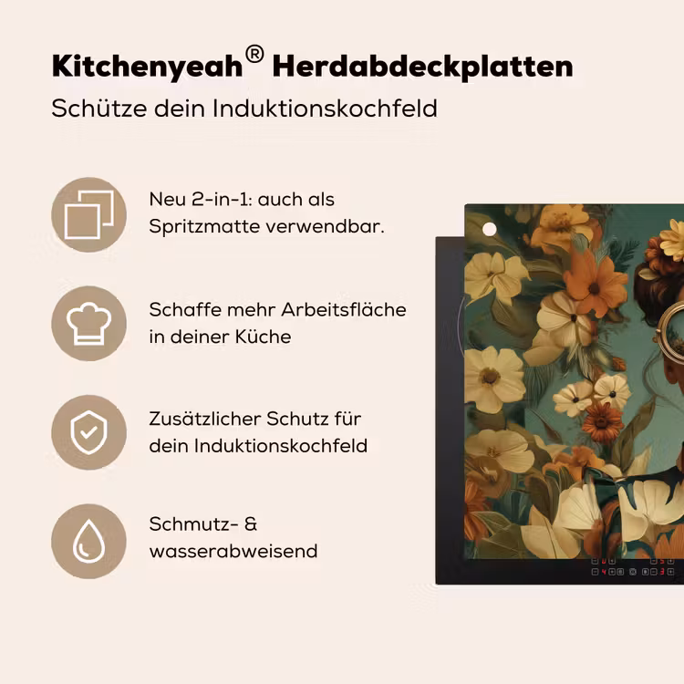 Bloemenkrans - Vrouwengezicht - Zonnebril - Oranje Inductie beschemer met haakjes klein -ky-usp-de