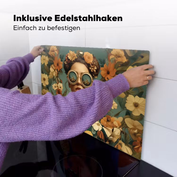 Bloemenkrans - Vrouwengezicht - Zonnebril - Oranje Inductie beschemer met haakjes klein -ky-ophangen-de