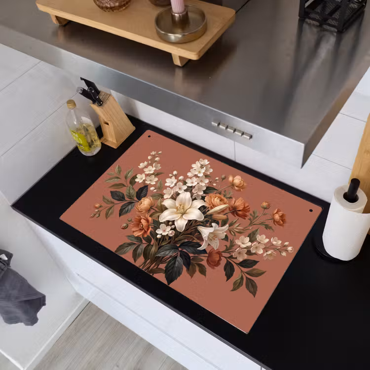 Boeket - Retro - Kleurrijk Inductie beschemer met haakjes klein -sfeer1