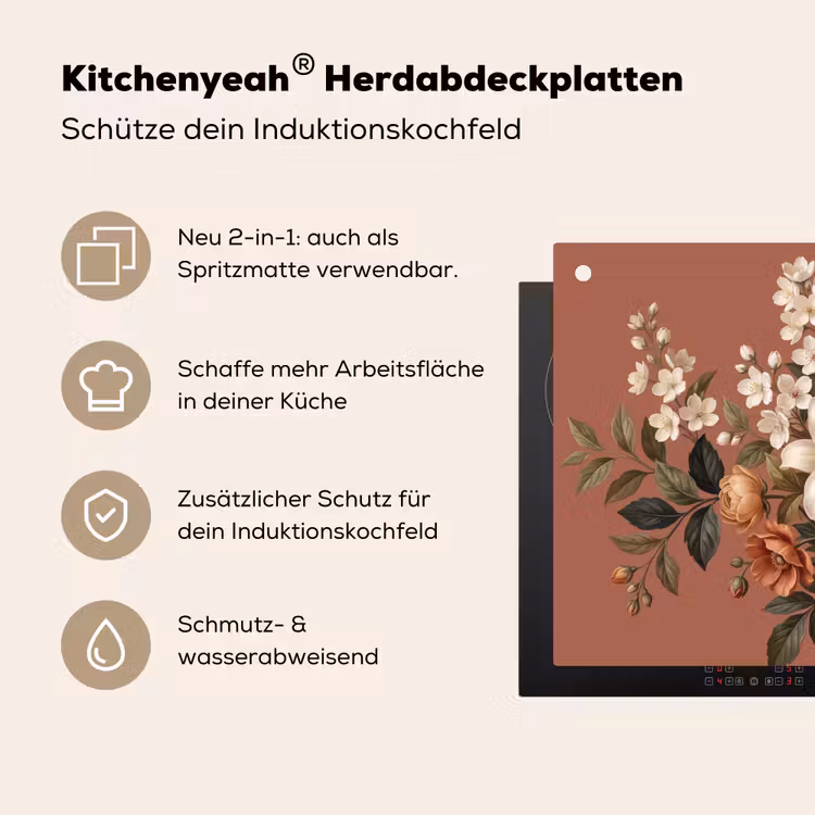 Boeket - Retro - Kleurrijk Inductie beschemer met haakjes klein -ky-usp-de