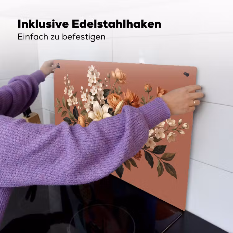 Boeket - Retro - Kleurrijk Inductie beschemer met haakjes klein -ky-ophangen-de