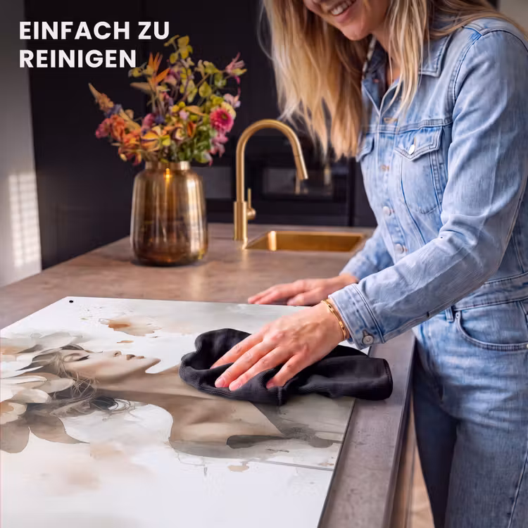 2-in-1 Herdabdeckplatte & Spritzschutz - Blüte - Porträt - Gesicht - Bloesem - Portret - Gezicht Inductie beschemer met haakjes klein