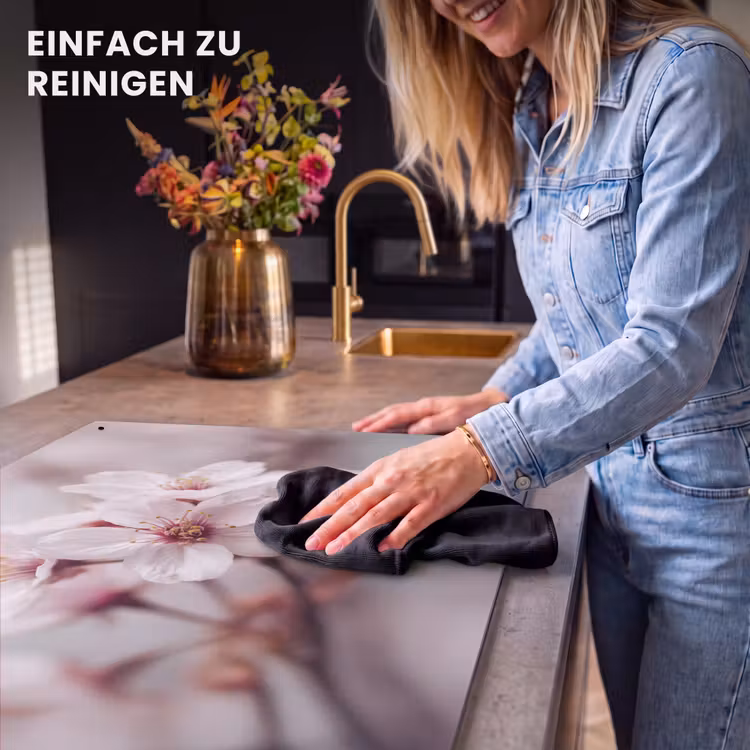 2-in-1 Herdabdeckplatte & Spritzschutz - Blüten - Staubgefäße - Gelb - Unscharf - Bloesems - Meeldraden - Geel - Wazig Inductie beschemer met haakjes klein