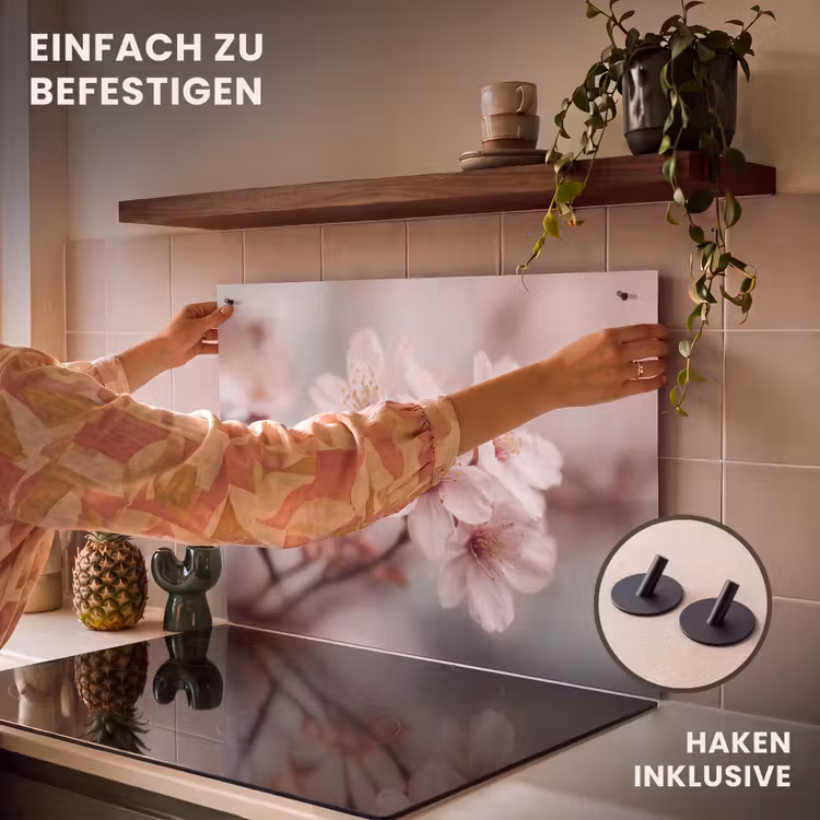 2-in-1 Herdabdeckplatte & Spritzschutz - Blüten - Staubgefäße - Gelb - Unscharf - Bloesems - Meeldraden - Geel - Wazig Inductie beschemer met haakjes klein