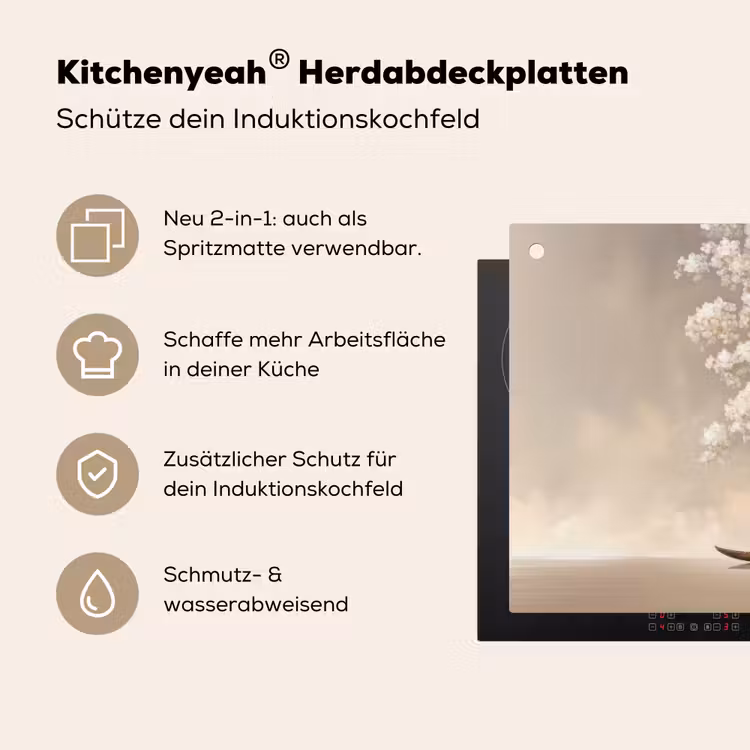 Bloesems - Wit - Boot - Minimalistisch Inductie beschemer met haakjes klein -ky-usp-de