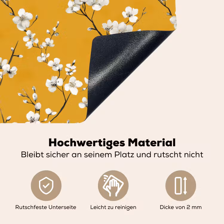 Bloesemtak - Aquarel - Geel Inductie beschemer met haakjes klein 777 -ky-onderkant-de