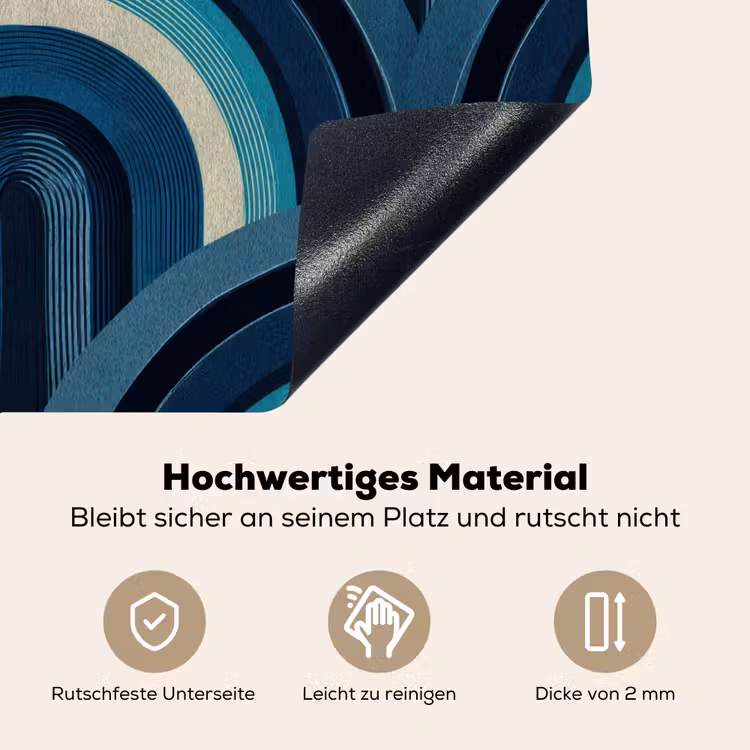 Bogen - Geometrisch - Patroon - Blauw - Retro Inductie beschemer met haakjes klein 777 -ky-onderkant-de