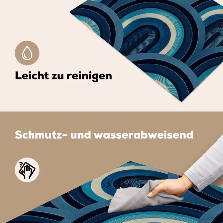 Bogen - Geometrisch - Patroon - Blauw - Retro Inductie beschemer met haakjes klein 777 -ky-schoon-de