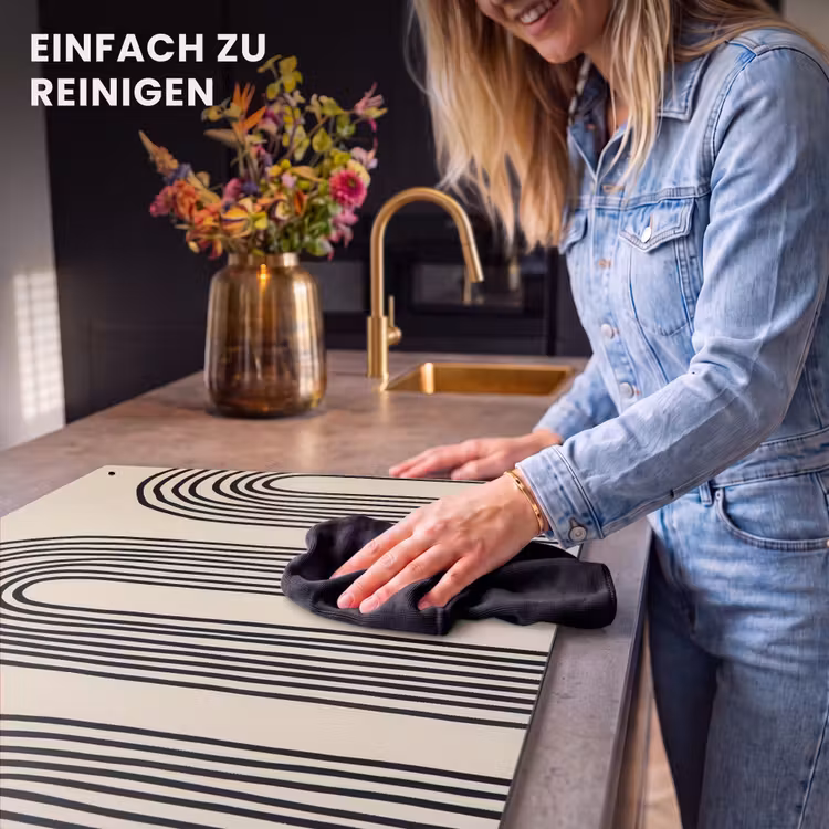 2-in-1 Herdabdeckplatte & Spritzschutz - Bogenformen - Schwarz - Schlank - Boogvormen - Zwart - Strak Inductie beschemer met haakjes klein