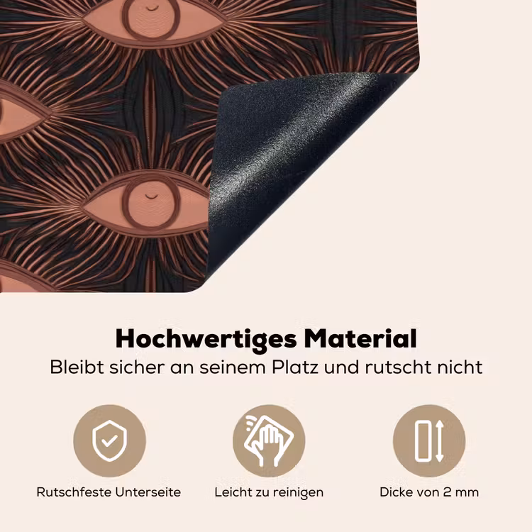 2-in-1 Herdabdeckplatte & Spritzschutz - Bohemian - Auge - Braun - Boheems - Oog - Bruin Inductie beschemer met haakjes klein 777