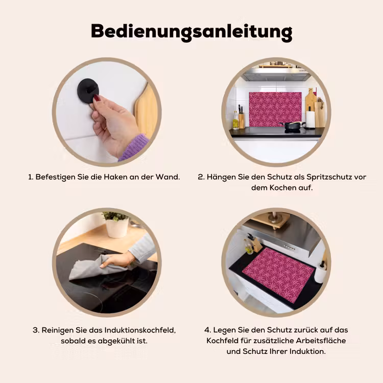 Bohemian - Zon - Magenta Inductie beschemer met haakjes klein 777 -ky-gebruik-de