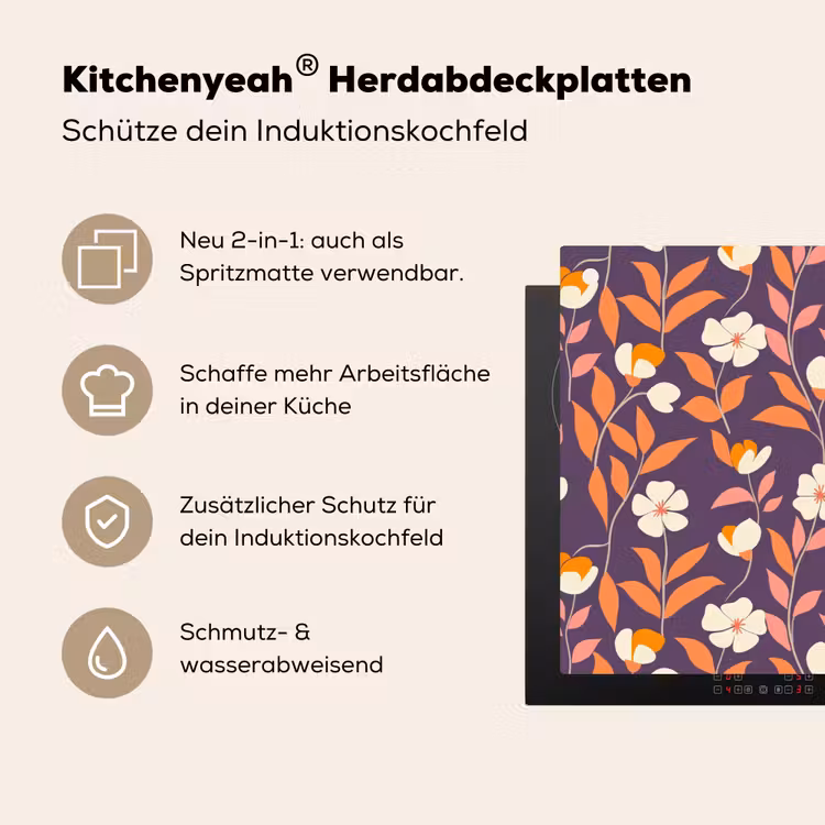 Boho - Vintage - Paars Inductie beschemer met haakjes klein 777 -ky-usp-de