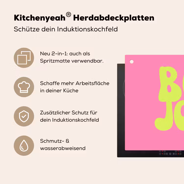 Bonjour - Roze - Fel groen Inductie beschemer met haakjes klein -ky-usp-de