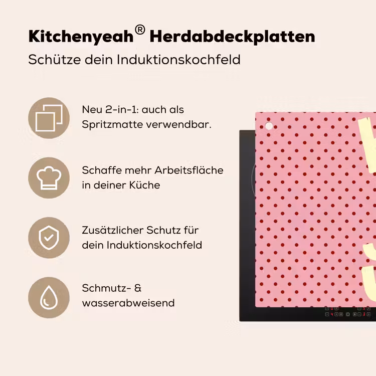 Bonjour - Stippen - Roze- Geel Inductie beschemer met haakjes klein -ky-usp-de