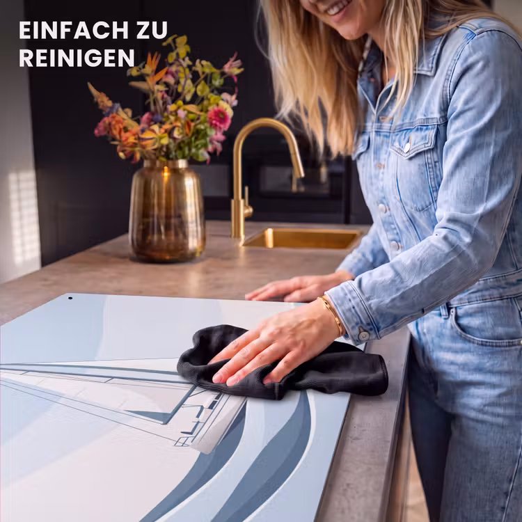 Boot - Zeil - Zee - Modern - Beige Inductie beschemer met haakjes klein -ky-schoon-de
