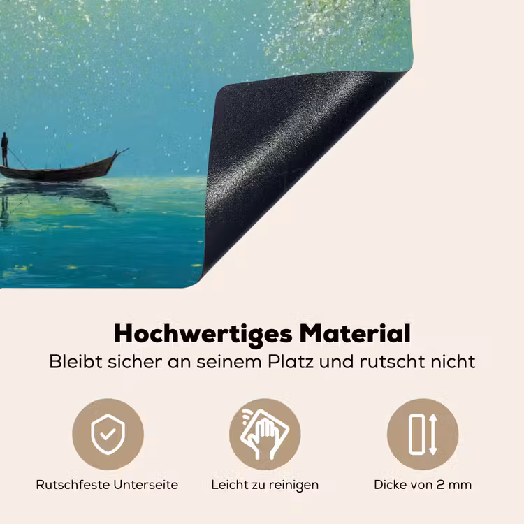 Bootje - Water - Bladeren - Bloesems Inductie beschemer met haakjes klein -ky-onderkant-de