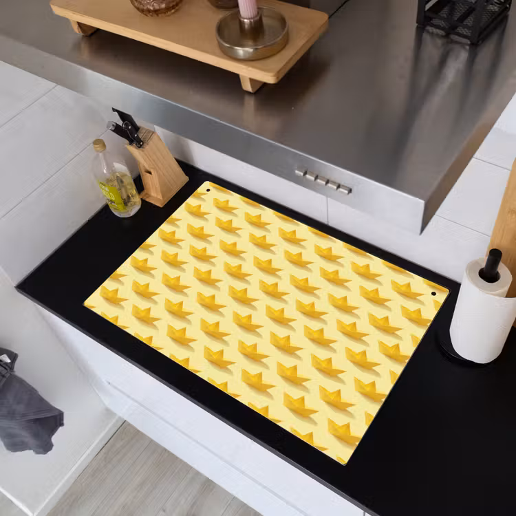 Bootjes - Origami - Creatief - Geel Inductie beschemer met haakjes klein 777 -sfeer1