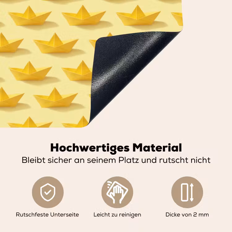 Bootjes - Origami - Creatief - Geel Inductie beschemer met haakjes klein 777 -ky-onderkant-de