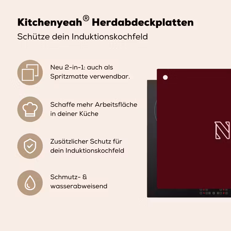 Bordeaux - Nice - minimalistisch Inductie beschemer met haakjes klein -ky-usp-de